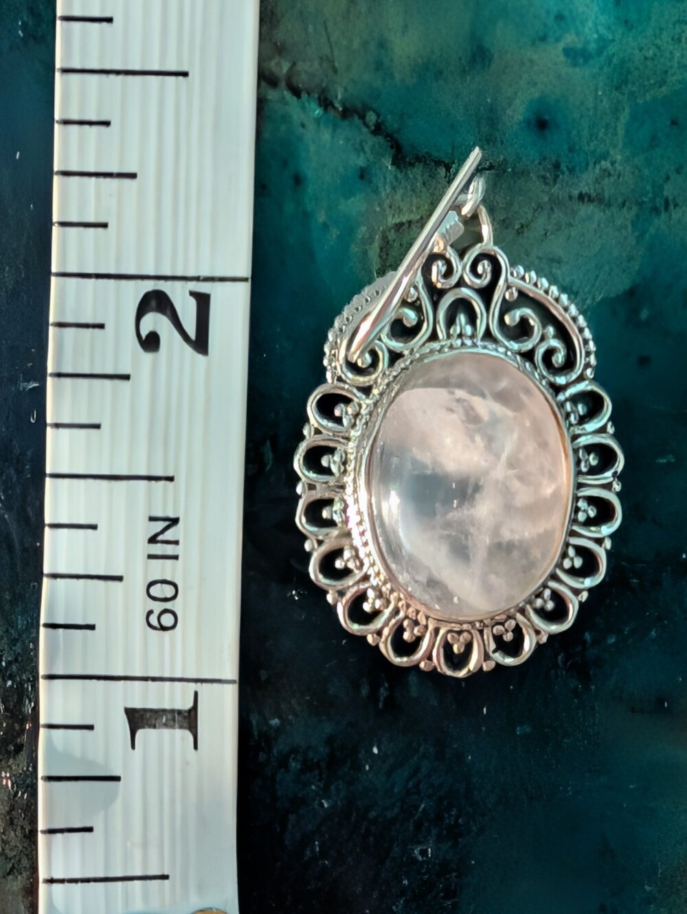 Antique Style Earrings 925 Sterling Silver Pink Rose Quartz Filigree Earrings - Picture 9 of 12